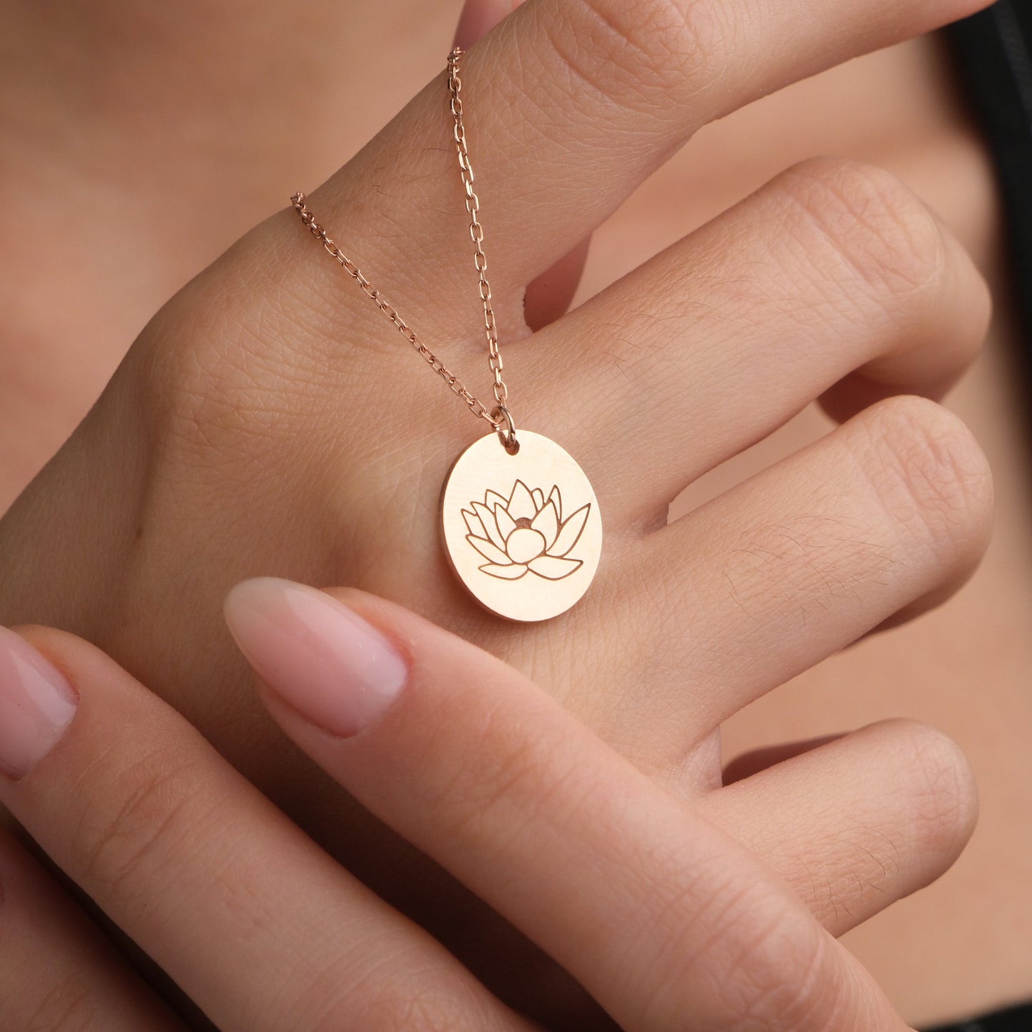 14K Gold Plated Lotus Necklace, Lotus Coin Pendant, Floral Disc Necklace, Gold Flower Charm Necklace, Gift For Her, Summer Jewelry