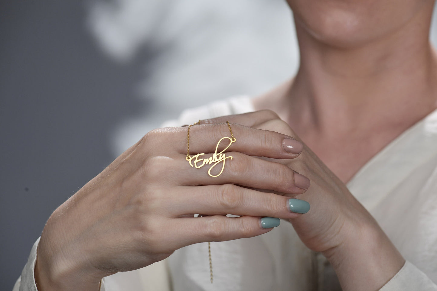 14K Solid Gold Handwritten Name Necklace, Custom Gold Name Necklace, Personalized Handmade Jewelry, Gift For Her, Everyday Necklace