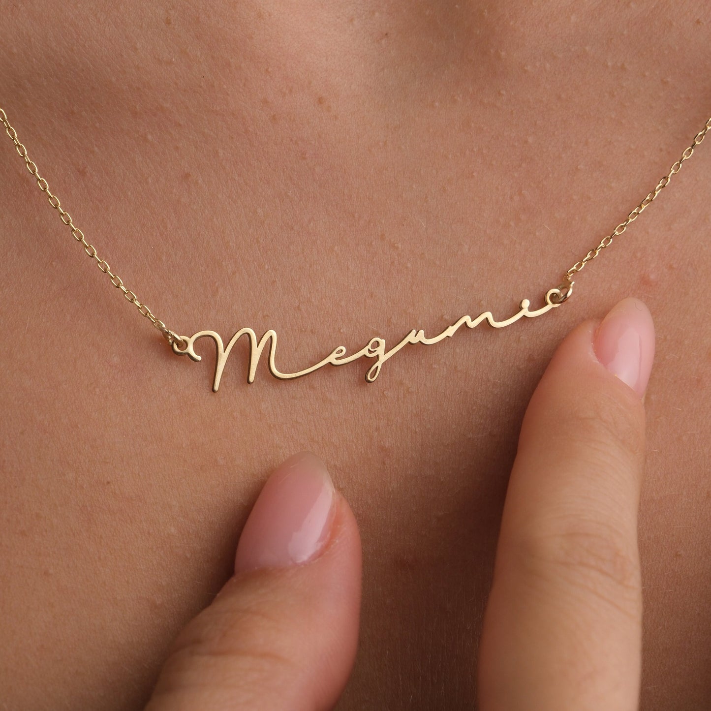 14K Solid Gold Name Necklace, Handmade Name Necklace, Anniversary Gifts, Minimalist Gold Jewelry, Birthday Gift, Summer Necklace