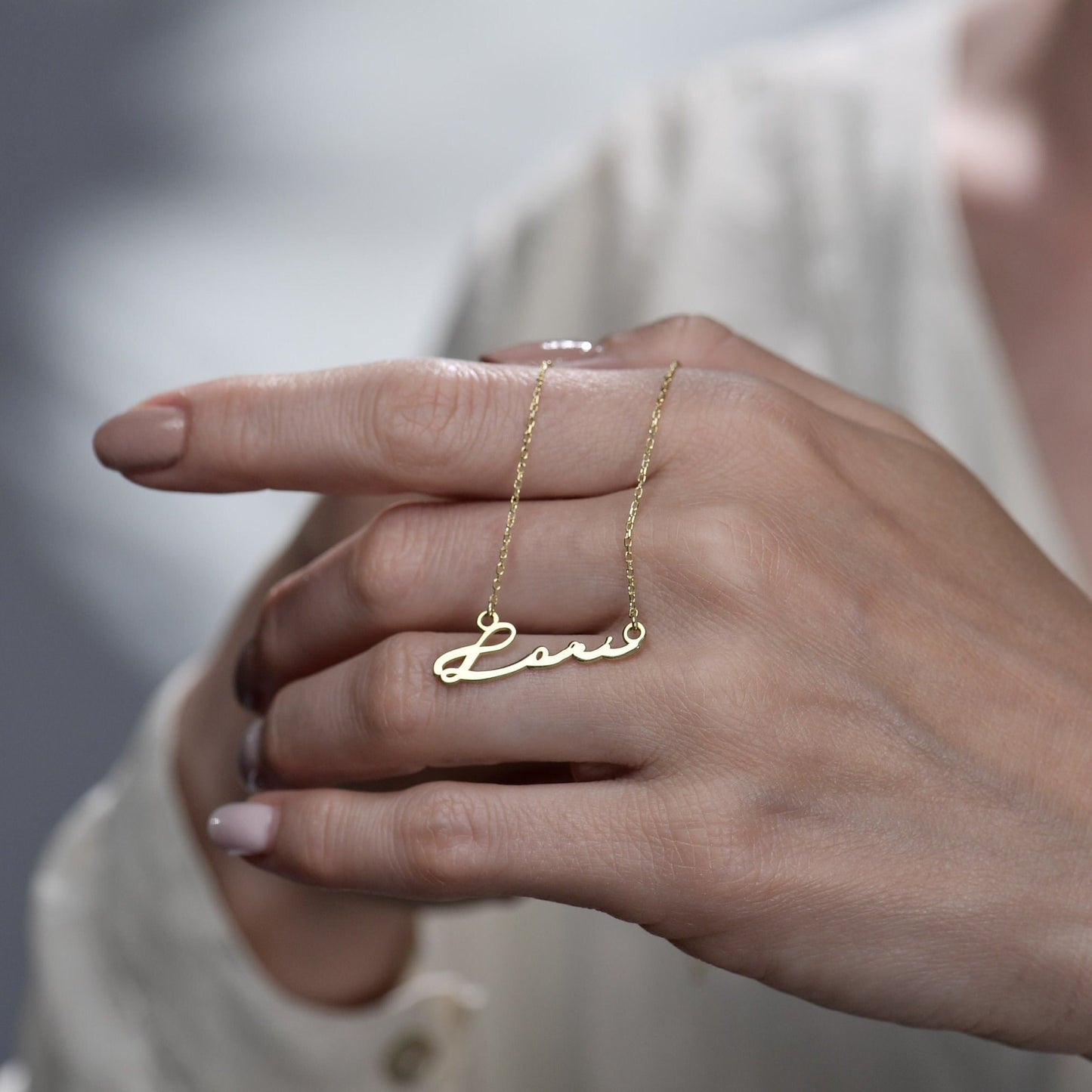 14K Solid Gold Name Necklace, Handwritten Personalized Name Necklace, Handmade Jewelry, Custom Name Women Necklace, Summer Necklace