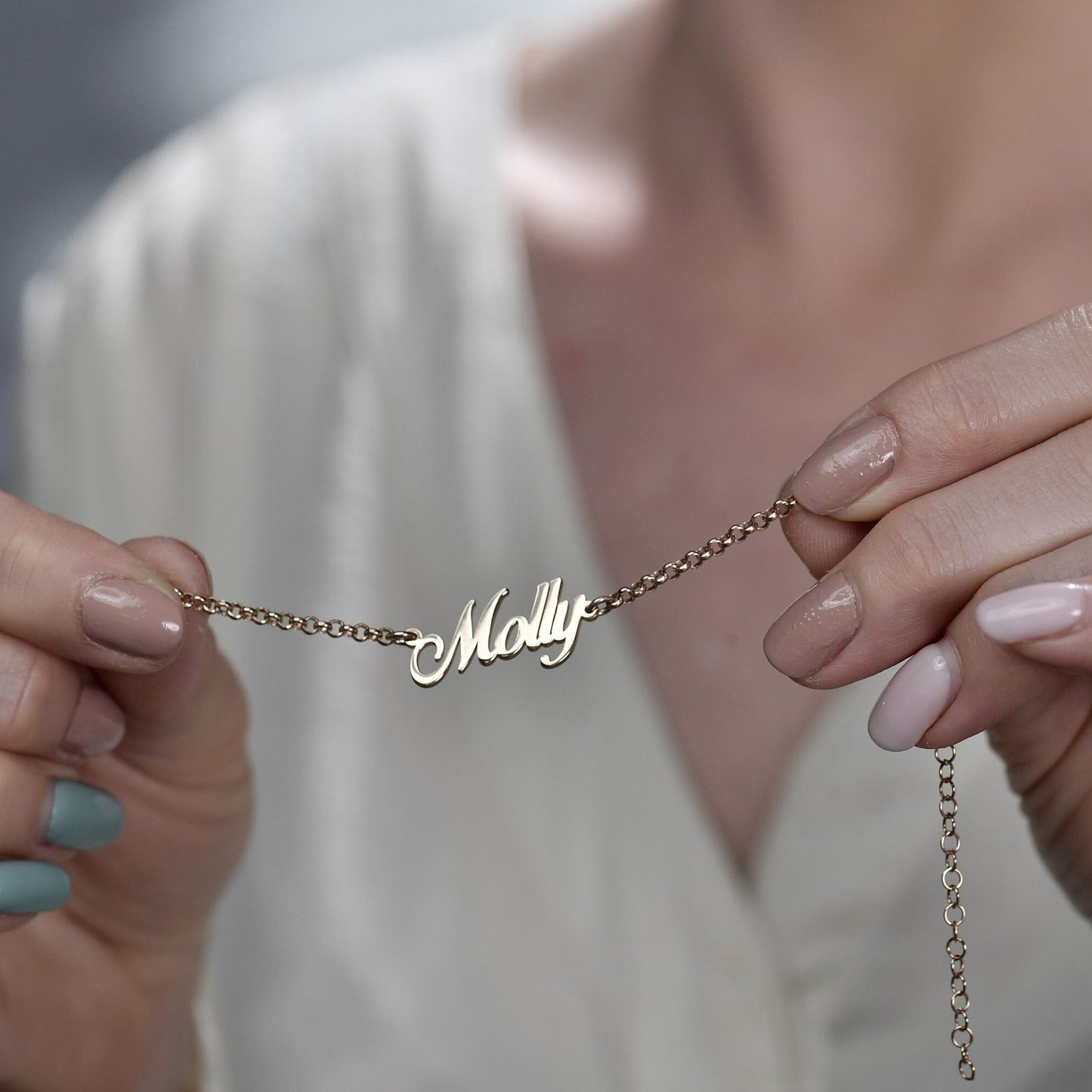 14K Solid Gold Custom Name Bracelet, Personalized Bracelet, Handmade Jewelry, Gold Name Bracelet, Gift For Her, Summer Bracelet