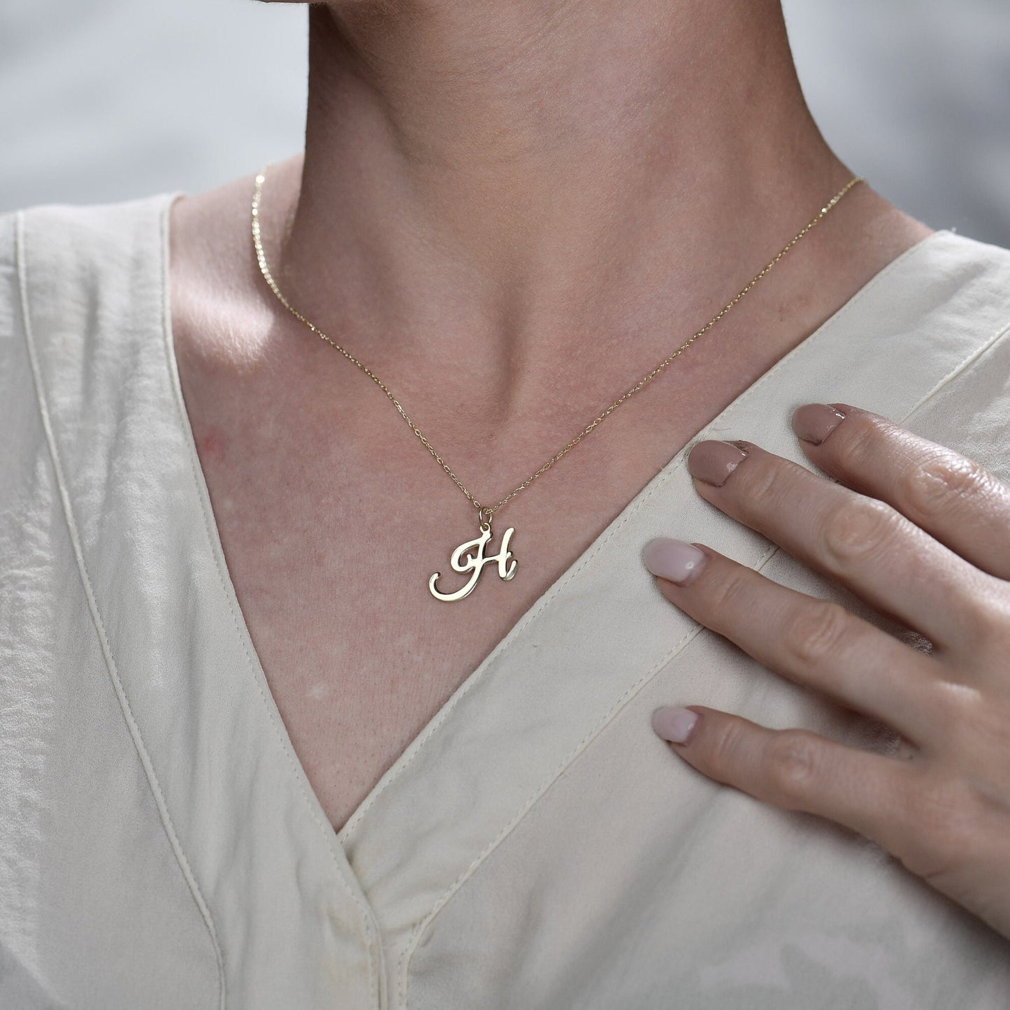 14K Solid Gold Letter Necklace, Personalized Letter Jewelry, Custom Initial Necklace, Minimalist Initial Necklace, Everyday Necklace