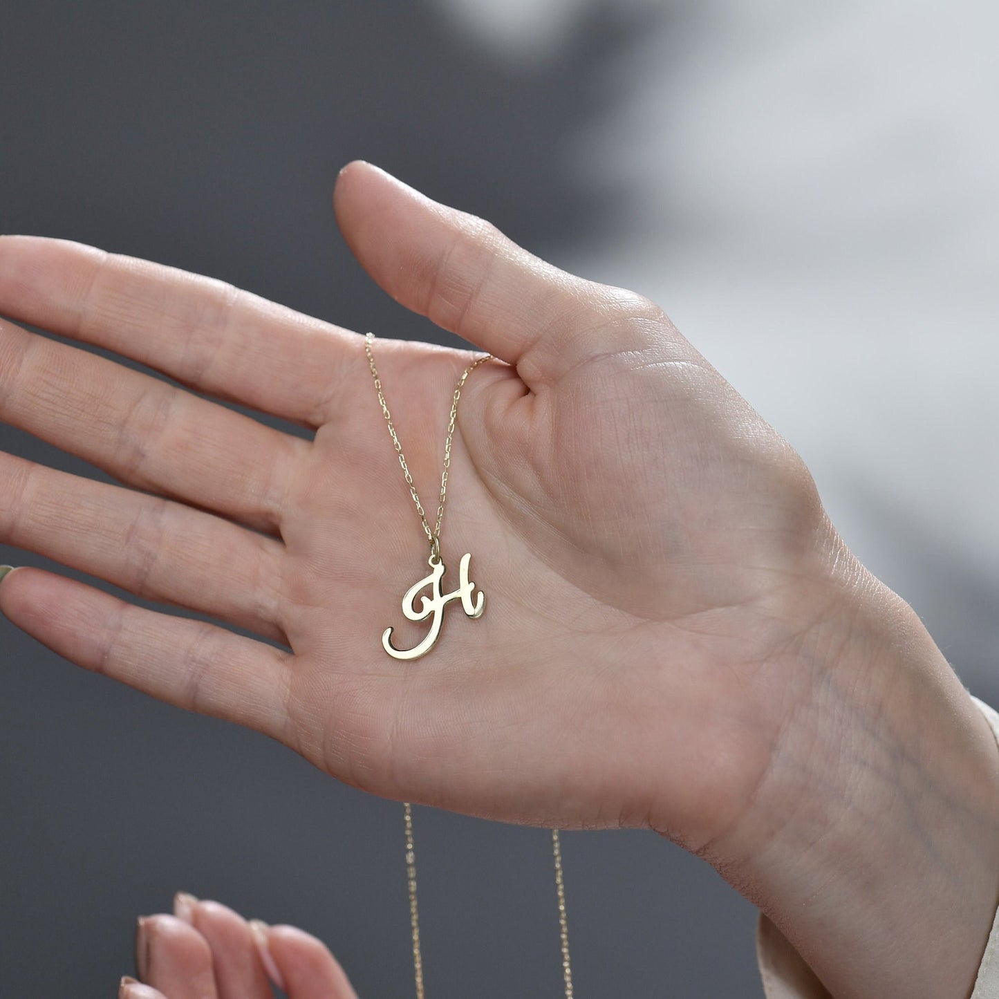 14K Solid Gold Letter Necklace, Personalized Letter Jewelry, Custom Initial Necklace, Minimalist Initial Necklace, Everyday Necklace