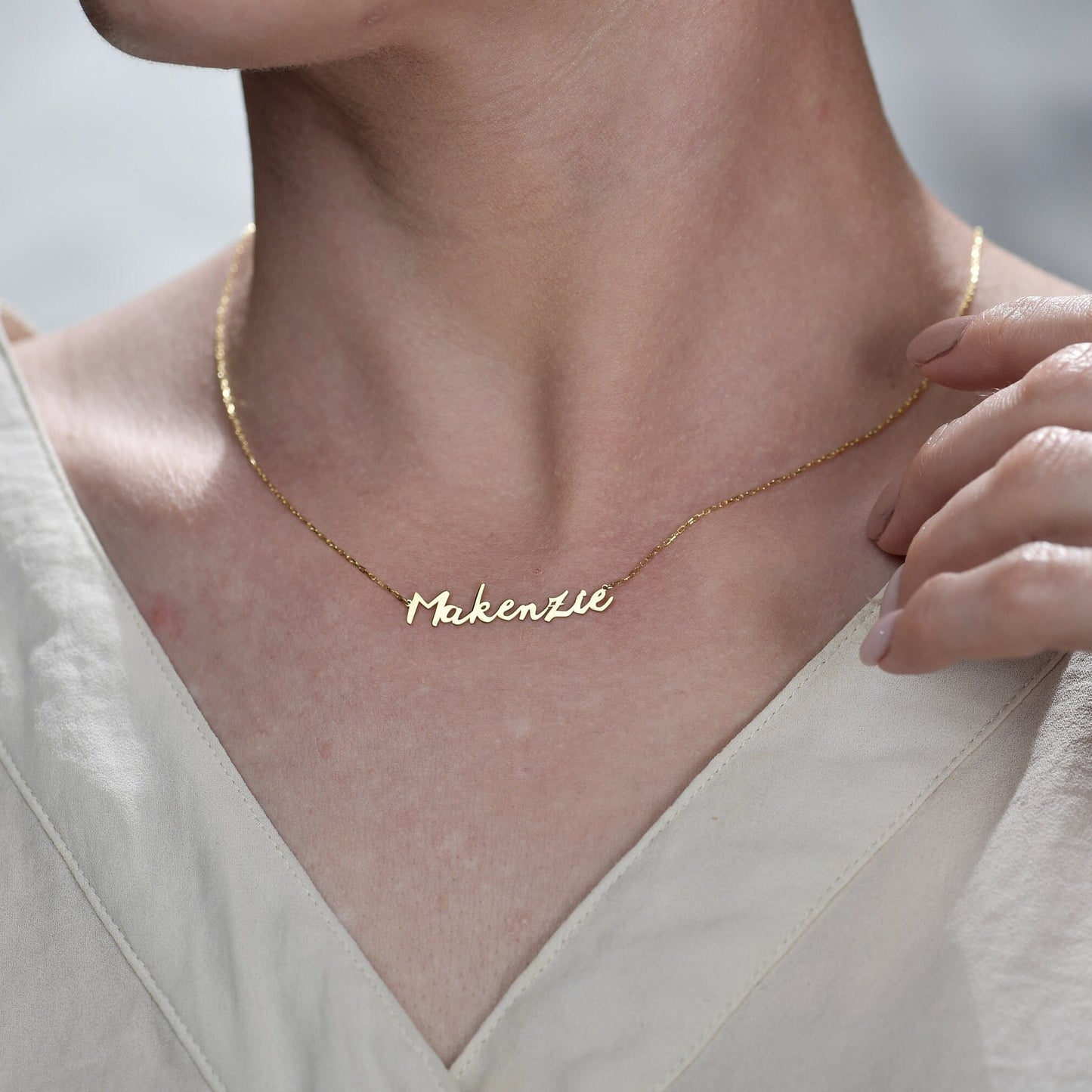 14K Gold Custom Name Necklace, Solid Gold Necklace, Personalized Jewelry, Real Gold Necklace, Women Gift For Her, Summer Pendant